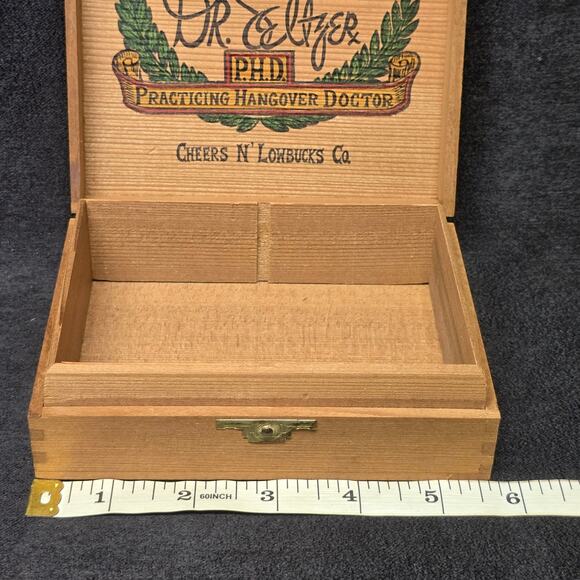 Dr. Seltzer's Hangover Helper The Original Practicing Doctor Wooden Trinket Box - Picture 8 of 11